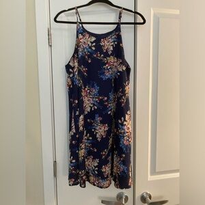 Blue Rain navy multicolor floral swing tank dress size L
